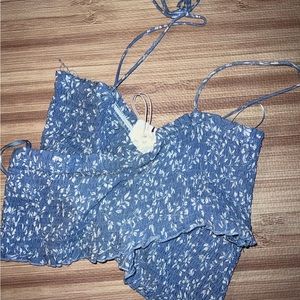 Smocked criss-cross crop top, size large, new with tags